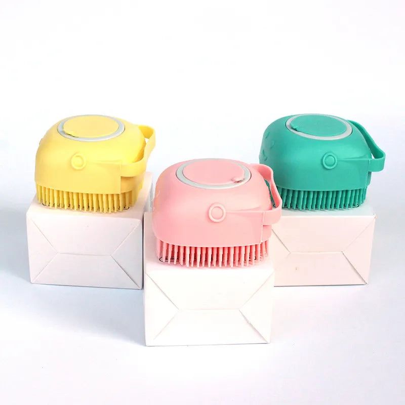 Silicone Dog Bath & Massage Gloves β Pet Grooming Brush with Shampoo Dispenser