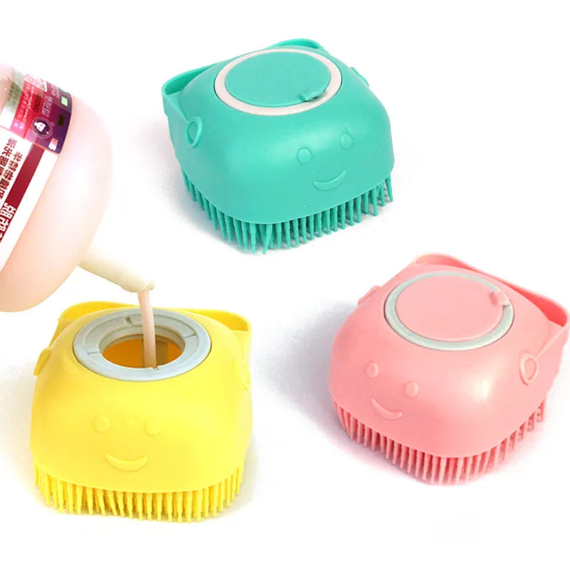 Silicone Dog Bath & Massage Gloves β Pet Grooming Brush with Shampoo Dispenser