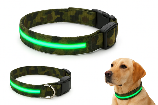 Camouflage LED Luminous Dog Collar – USB Rechargeable, Waterproof Camouflage Design
